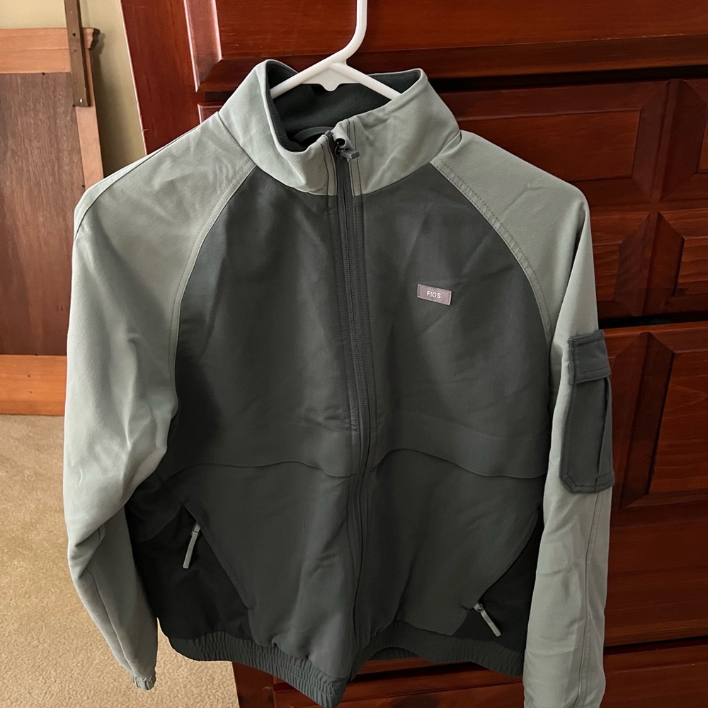 Figs Women's Two-Tone Green Bomber Jacket